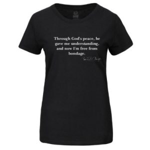 Through God’s Peace Women’s Black T-Shirt